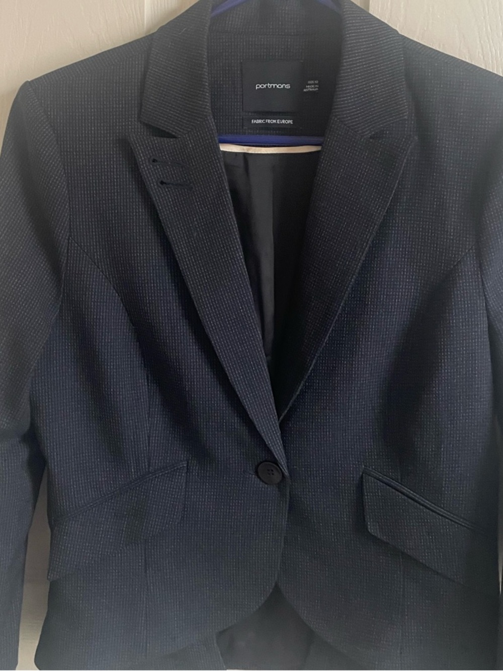 Portman Navy Textured Single-Button Blazer